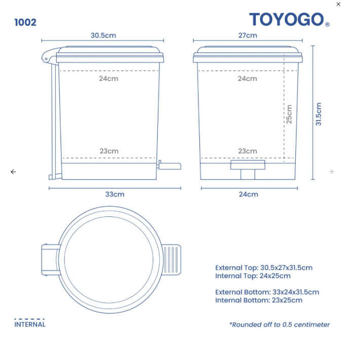 10L/12L/23L Round Step Bin (Code: 1001 1002 3002)