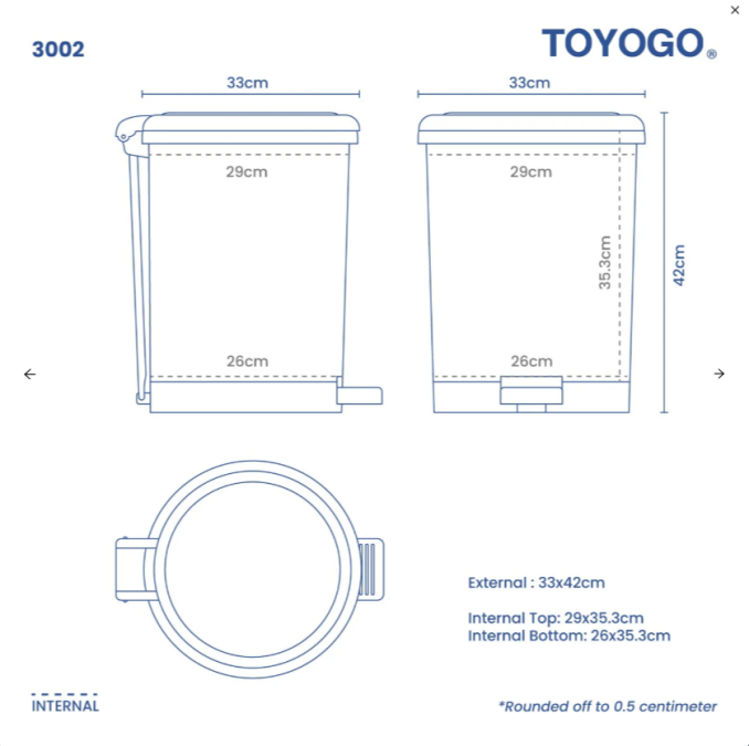 10L/12L/23L Round Step Bin (Code: 1001 1002 3002)