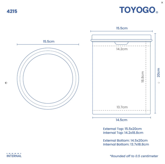 Air Tight Round Container, Code: 4215