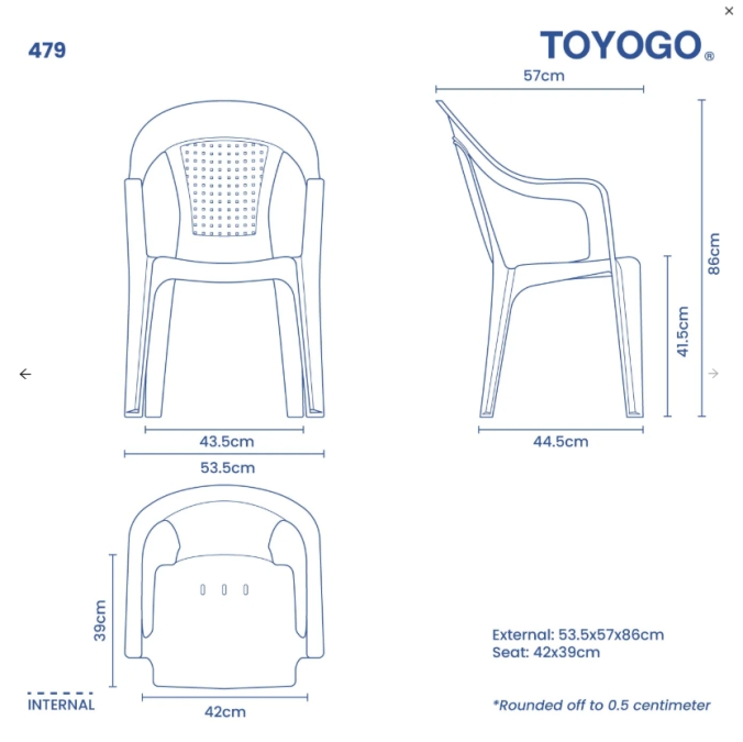 Plastic Arm Chair Code: 479