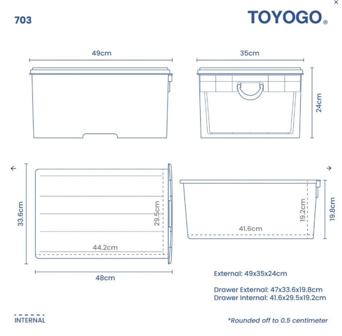 24 Litres Single Tier Storage Drawer (Code: 703) 24 Litres Single Tier Storage Drawer (Code: 703)
