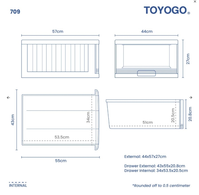 36L Single Tier Storage Drawer (Code: 709)