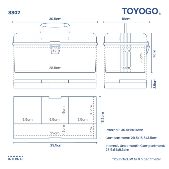 Tool Storage Case with Compartment Tray (Code: 8802)