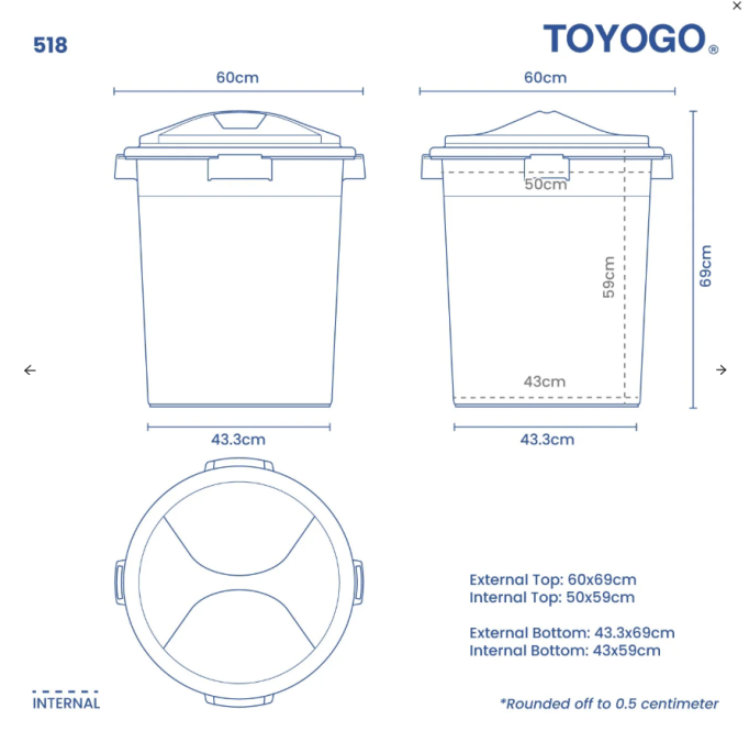 Multi-purpose Pail with Lid (Code: 503 504 506 508 510 512 515 518)