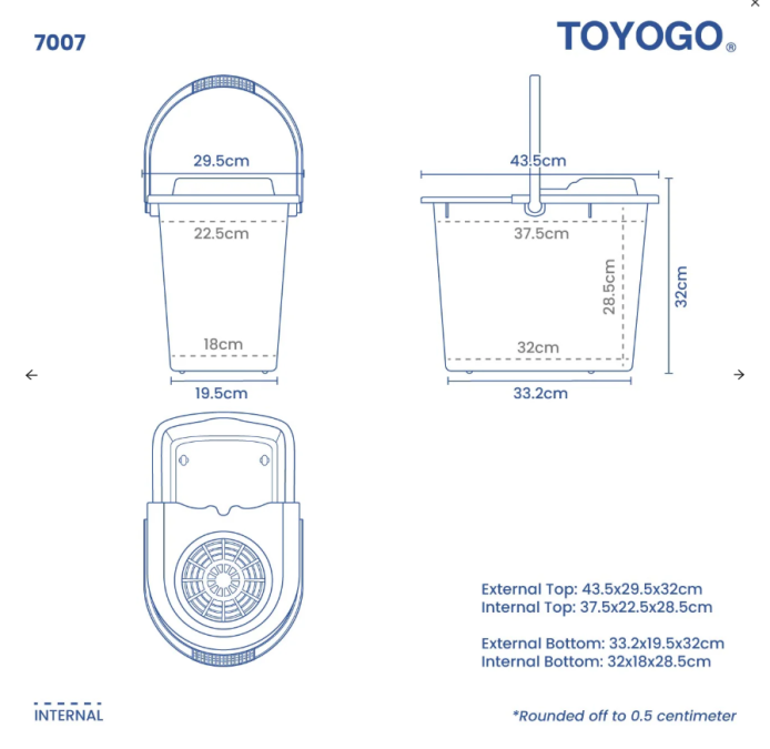30L/46L Mopping Pail with Wheels (Code: 7007 7009)